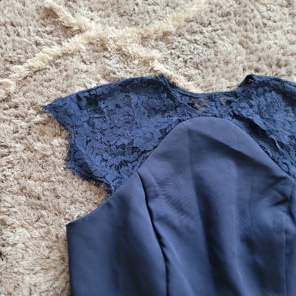 NWT Chi Chi London Lace Detail Bodycon Midi Dress in Blue 8 - Picture 3 of 13